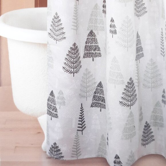 Other - Fabric Shower Curtain Winter Trees Snowflakes 70x70 Christmas